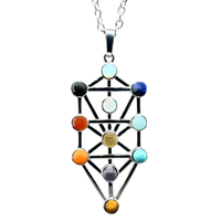 Lebensbaum Sefirot AnhäNger Edelstein 11 Chakra Kristall Halskette Schmuckbox