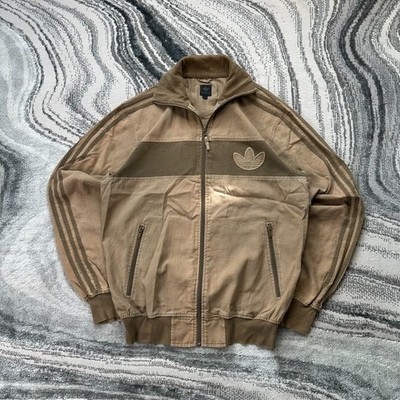Vintage Adidas Originals 2000's Small Tan Funnel Neck Tracksuit Top Trainingsjacke