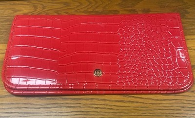 Wallet Clutch RFID Samantha Brown Travel Organizer Crocodile Red NWOT