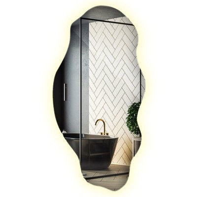 Großer Asymmetrischer LED Wandspiegel Industrial Boho Loft Rahmenlos 40x80cm