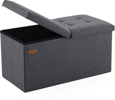 - 30 Inches Storage Ottoman Bench with Flipping Lid, Foldable Storage Chest Foot