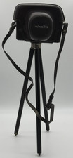 Vintage Minolta 35mm SLR Leather Camera Case  Black Metal Travel Tripod Japan