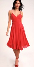 Lulus Troulos Red Lace-Up Midi Dress Size Large
