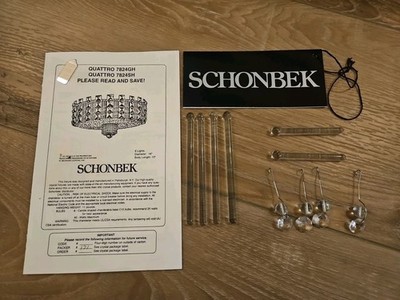 Vintage Set of 10 Schonbek Chandelier Parts Colonial Clear Crystal Prisms