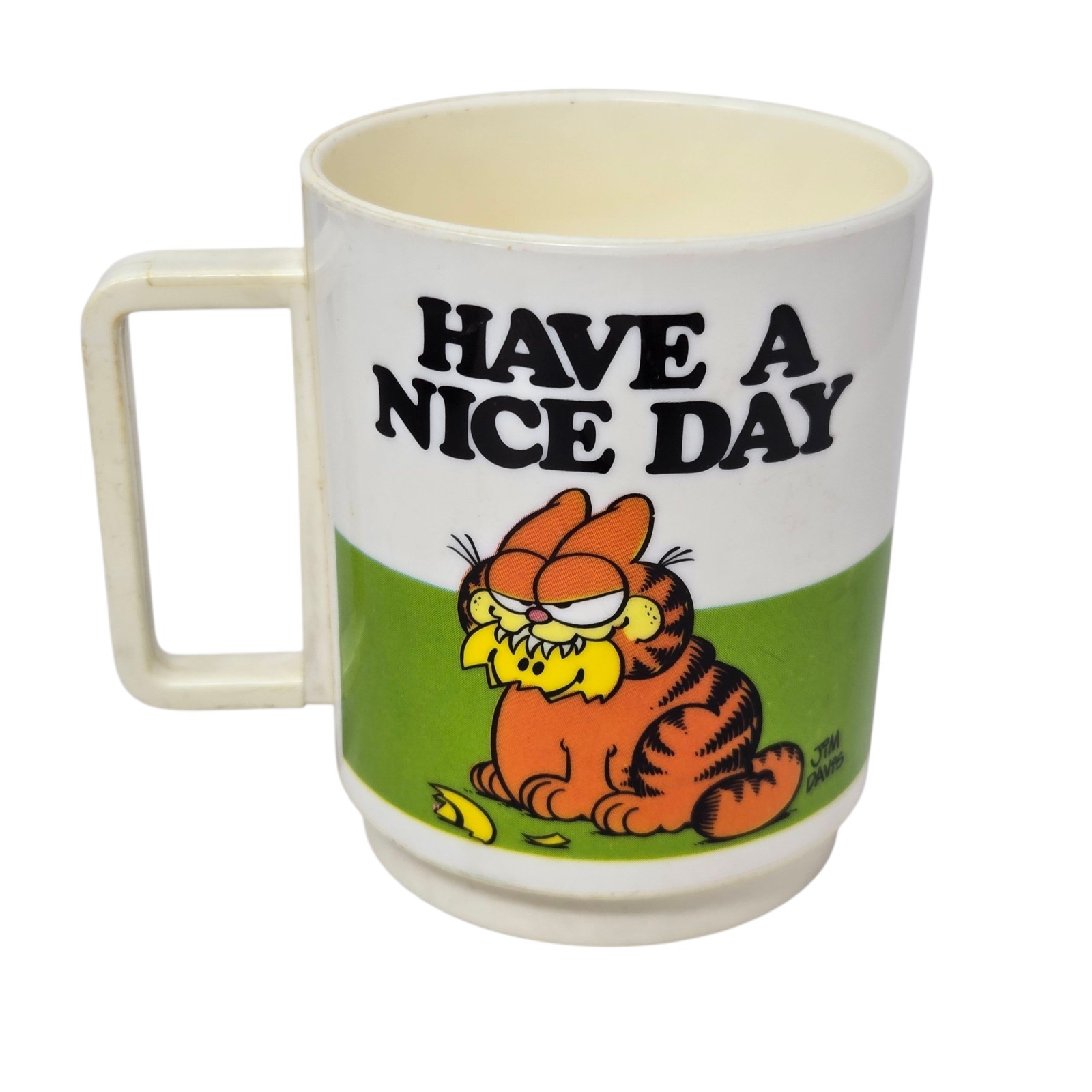 Vintage 1978 Plastic Cup Mug GARFIELD Have a Nice Day DEKA Elizabeth N.J. U.S.A.