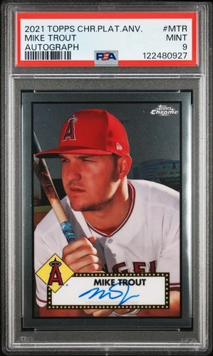 PSA 9 2021 Topps Chrome Platinum Anniv Autos #MTR Mike Trout Angels ON-CARD AUTO