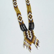 Original Indigenous Hand-made Beaded Necklace from Colombian Tayrona Tribe.