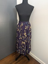Sag Harbor Petite Purple Floral Pleated Midi/Maxi Skirt Large