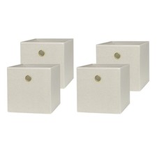 Collapsible Fabric Cube Storage Bins 10.5" x 10.5" , Beige Boucle, 4 Pack