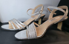 Nina Nelena Silver Rhinestone Sandals 8.5M   Ankle Strap   New