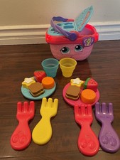 Leap Frog Shapes and Sharing Pink Picnic Basket Kids Toy Working Buttons Music