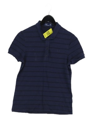 Fred Perry Women's Polo UK 12 Blue Cotton with Viscose Basic