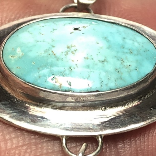 36 Ct Tw Untreated Lone Mountain Turquoise Sterling Silver Gemstone Pendant USA - Picture 8 of 11