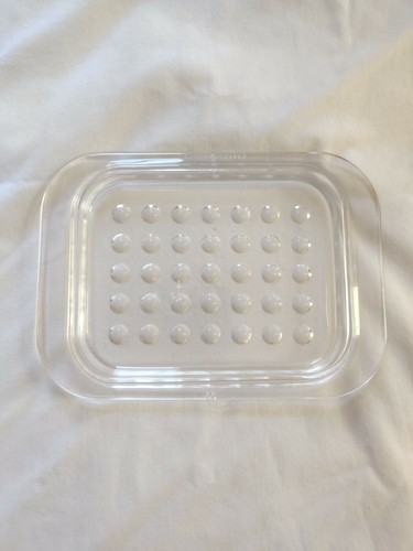 PYREX  MC1C  8.5 x 5 Inch Clear Glass Lid, Corning Ware Dimpled Fast Food Lid - Picture 1 of 6
