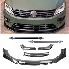 Carbon Fiber Black Front Bumper Lip Chin Spoiler For Volkswagen Passat Body Kit