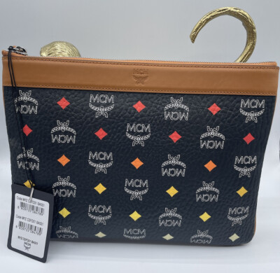 NWT MCM Medium Visetos Logo Crossbody Pouch Clutch Bag