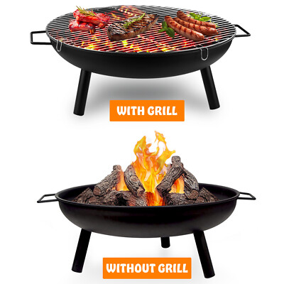 Große Runde Stahl Feuerstelle Garten Terrasse Camping Heizung Brenner Schüssel BBQ Grill