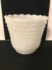 VINTAGE WHITE MILK GLASS HOBNAIL PLANTER, POT OR VASE