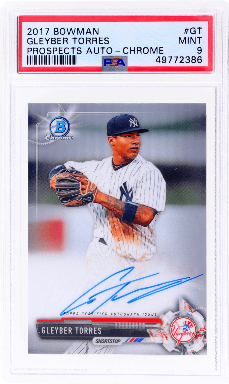2017 Bowman Gleyber Torres Chrome Prospect Auto #CPAGT PSA 9