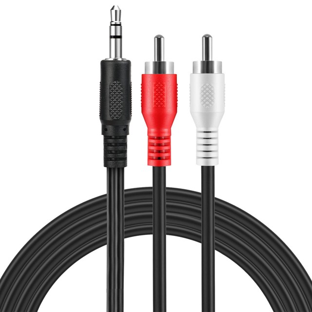 Extra Long 12ft 3.5 mm to 2 x RCA Stereo Audio Cable Lead Cord, Black