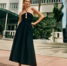 Reformation Stassie dress black halter size 6