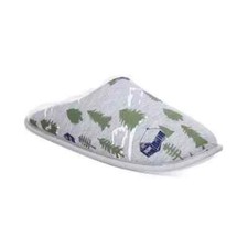 Club Room Mens Forest-Print Fleece-Lined Slippers SIZE XL COLOR GREY NIB