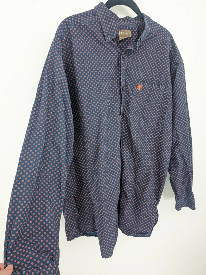 Ariat Shirt Men XL Blue Palmer Long Sleeve Button Up Western Rodeo Horseback Top - Image 2 of 4