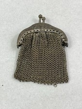 Vintage Antique 2-1-2  Silver Tone Mesh Coin Purse Lined Mini US Zone Germany