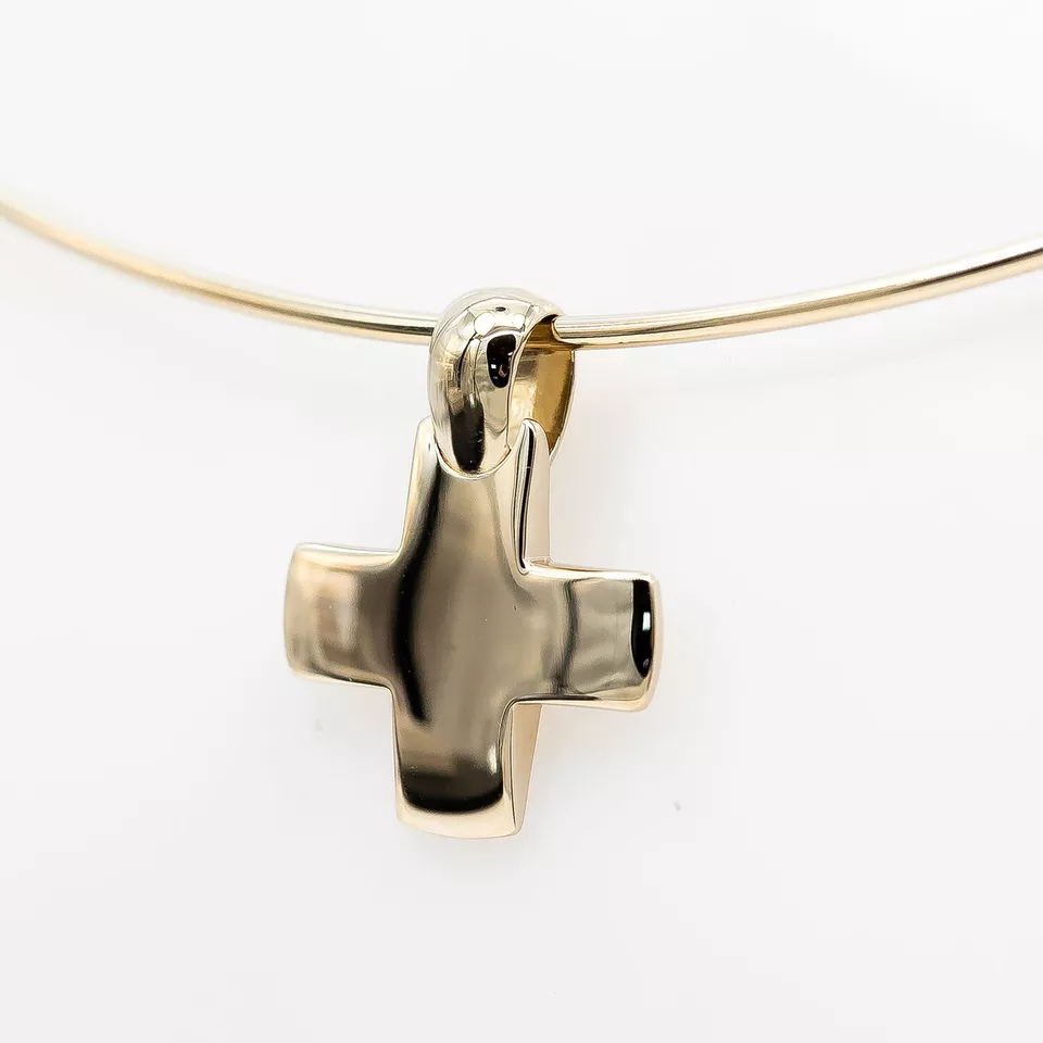 Pomellato Omega Collana Con Croce In Oro Bianco 750/18K - Immagine 2 di 4