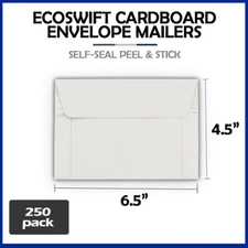 250 - 6.5x4.5 "EcoSwift" Brand Self Seal Rigid Photo Cardboard Envelope Mailers