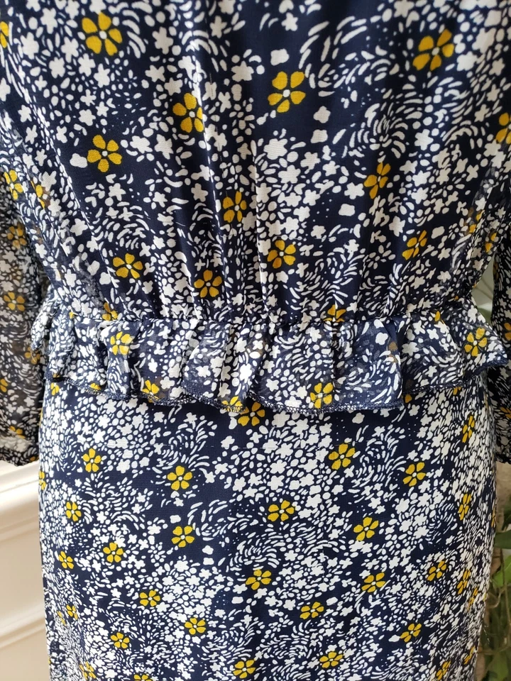 Vestido para mujer Freebird multicolor poliéster cuello redondo manga larga hasta la rodilla S Foto 4 de 4