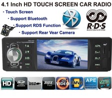 Autoradio 1 Din 4.1" Touch Screen Multimedia Bluetooth Collegamento Specchio RDS AM FM CAM