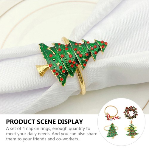 4 Stück Tischserviettenringe Weihnachten Stil Serviettenringe Serviettenringe Accessoire - Bild 12 von 12