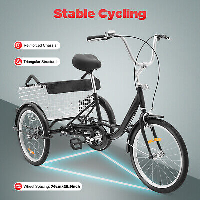 20Zoll Dreirad Erwachsene mit Kindersitz & Einkaufskorb Tricycle 3 Räder Fahrrad - Bild 1 von 17