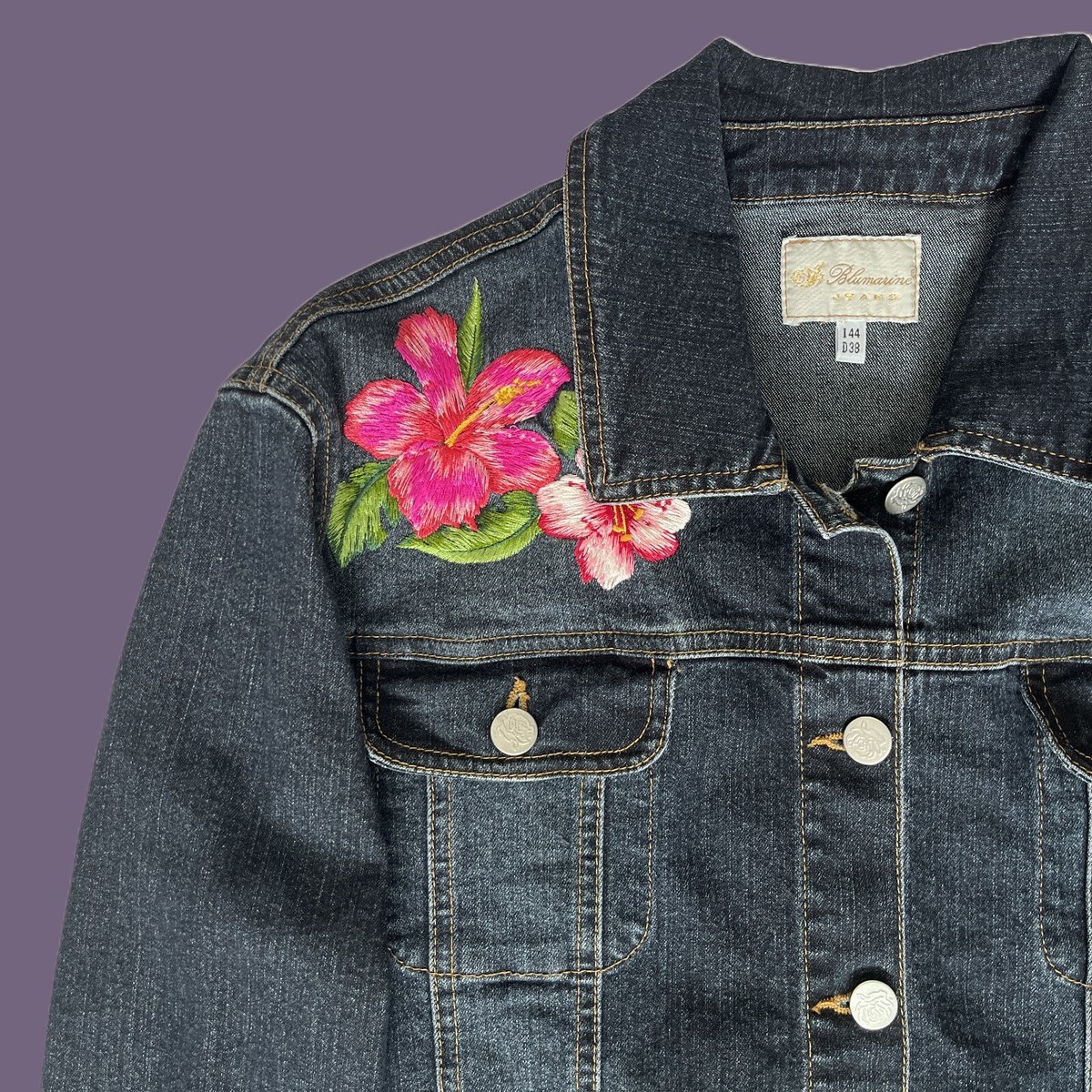 アンナモリナーリ　Blumarine デニムジャケット Vintage BLUMARINE Jeans Denim Embroidered Jacket Floral