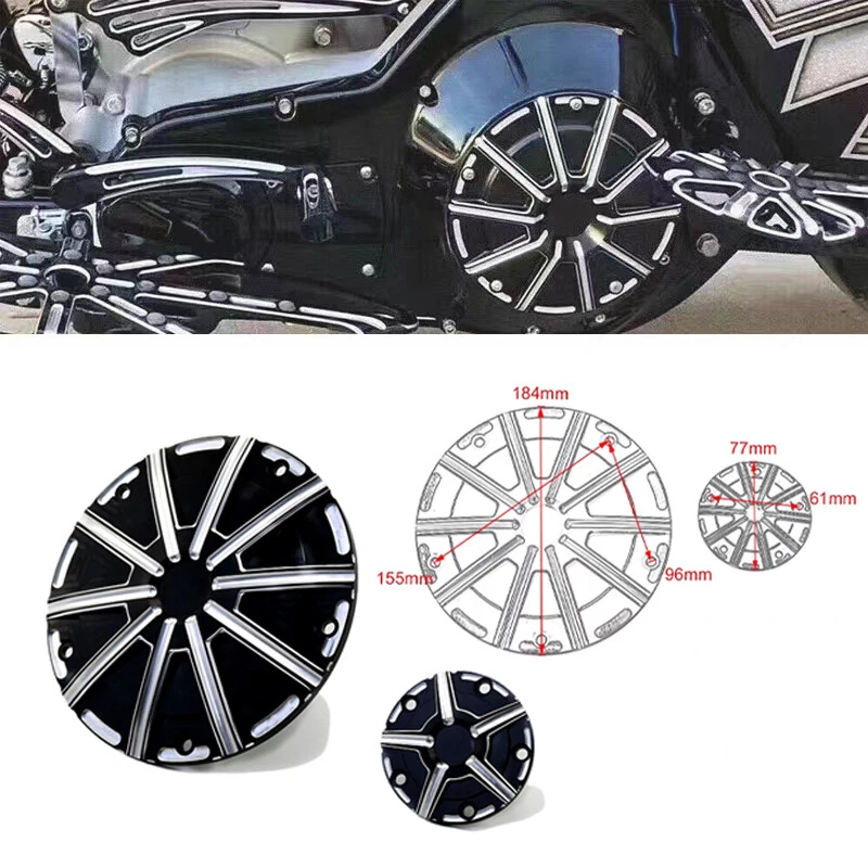 Cubiertas de temporizador Derby para motocicleta negras CNC para Harley Touring Softail Dyna Foto 2 de 4