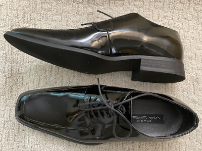 Via Spiga Laconi Black Patent Leather Dress Shoes Mens 14D  display picture 2