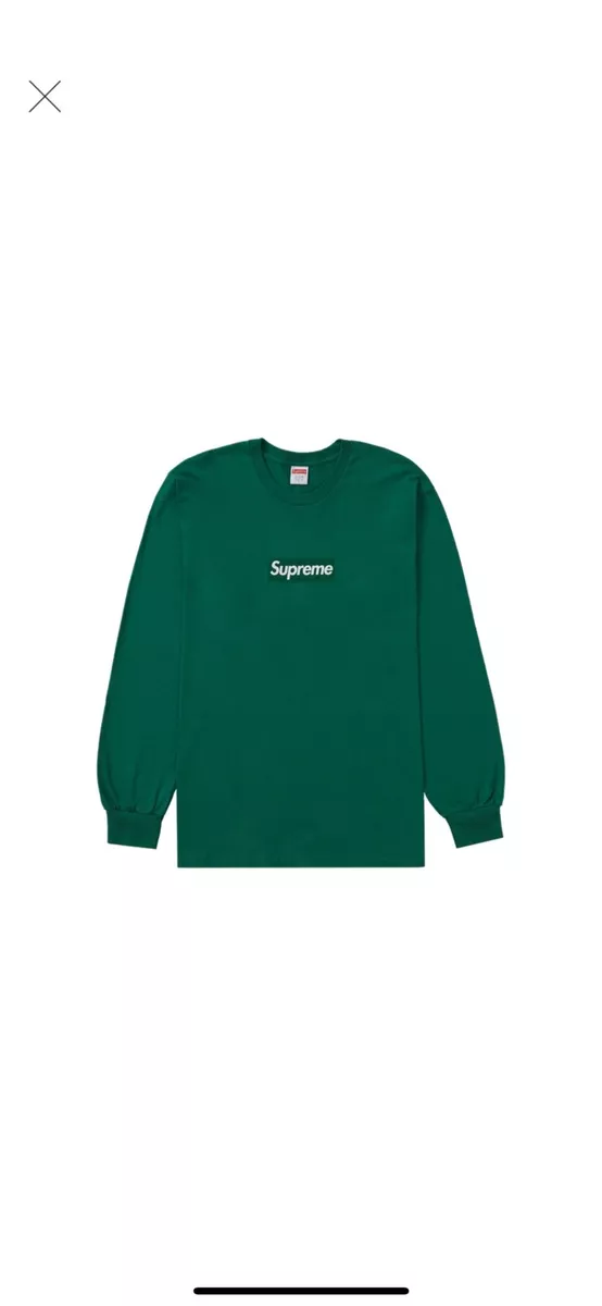 Supreme Box Logo L/S Tee Pine Green FW 2020 MEDIUM