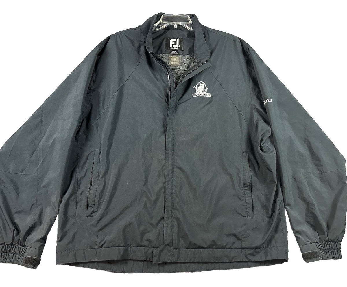 footjoy dryjoy Full Zip Windbreaker Jacket Men's XL Black Neshanic