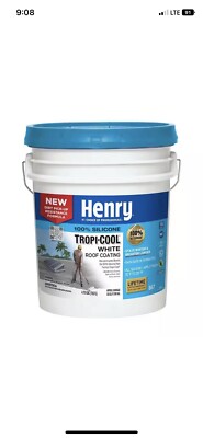 HENRY White Roof Coating 4.75Gal Tropi-Cool 100% Silicone Superior UV Resistance