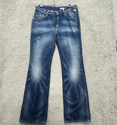 Replay Jeans Womens 31X32 Blue Maadge Denim Bootcut Distressed WV 509 Crosshatch