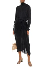 BNWT ZIMMERMANN Silk Drape Long Sleeve Dress - Black - Size 2 (Aus 12) - $695