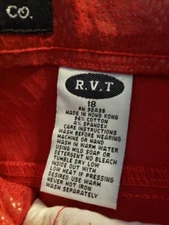 RVT Jeans Co Snakeskin Print Faux Leather Stretch Red Flare Bottom Jeans Pants