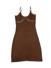 Divided Y2k Style Brown Ribbed Knit Tank Dress Lace Trim Women’s Size XS