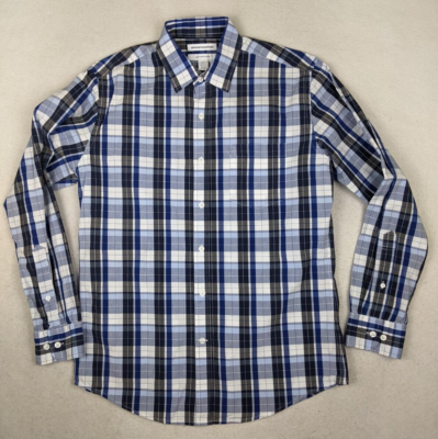 AMAZON ESSENTIALS - MEN'S BLUE PLAID LONG SLEEVE BUTTON-UP SHIRT - SIZE S |  eBay