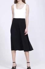 GAP Fit and Flare Midi Tank Dress in Ponte Black/Ivory Colorblock Size 16 NWT