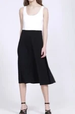 GAP Fit and Flare Midi Tank Dress in Ponte Black/Ivory  Colorblock Size 16 NWT