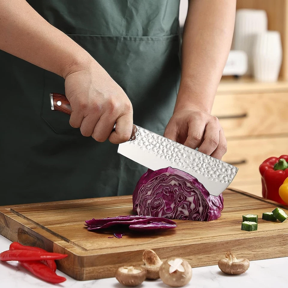 Cuchillo Nakiri de cocina Sunnecko de 7 pulgadas cuchillo alemán de acero inoxidable caja de regalo Foto 3 de 4