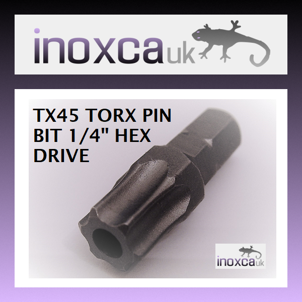 12 T45 TX45 TORX PIN SECURITY HEXAGONAL BITS 1/4