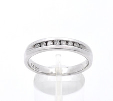 10K White Gold Natural Diamond Channel Set Mens Wedding Band Ring Comfort Fit